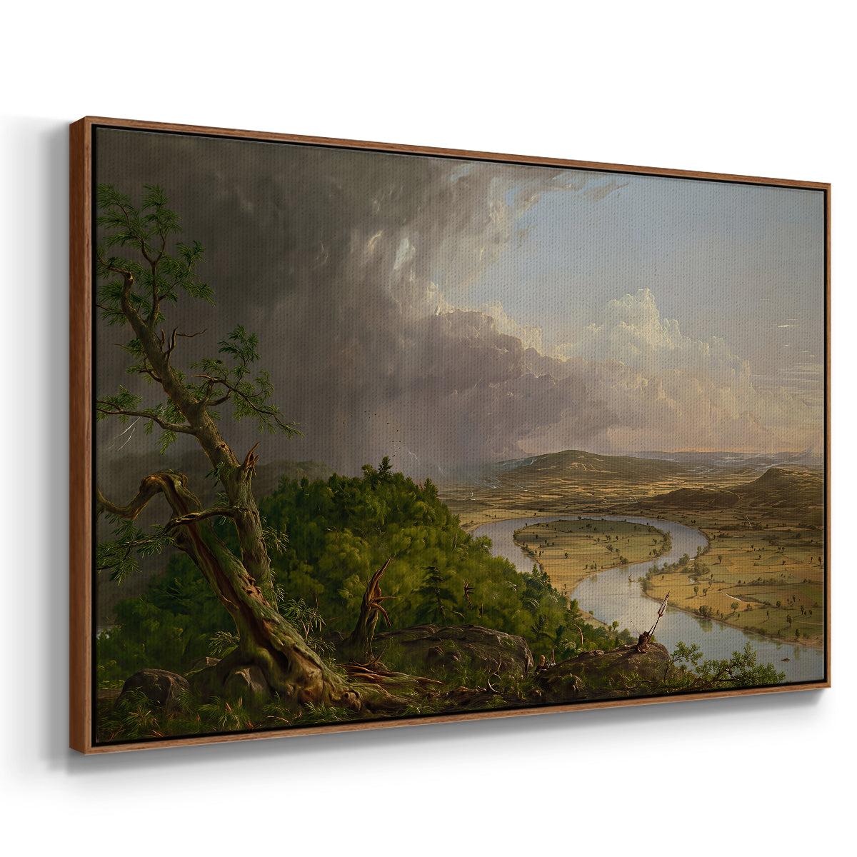 View from Mount Holyoke, Northampton, Massachusetts, after a Thunderstorm (Oxbow), 1836 - Floater Framed Canvas Print