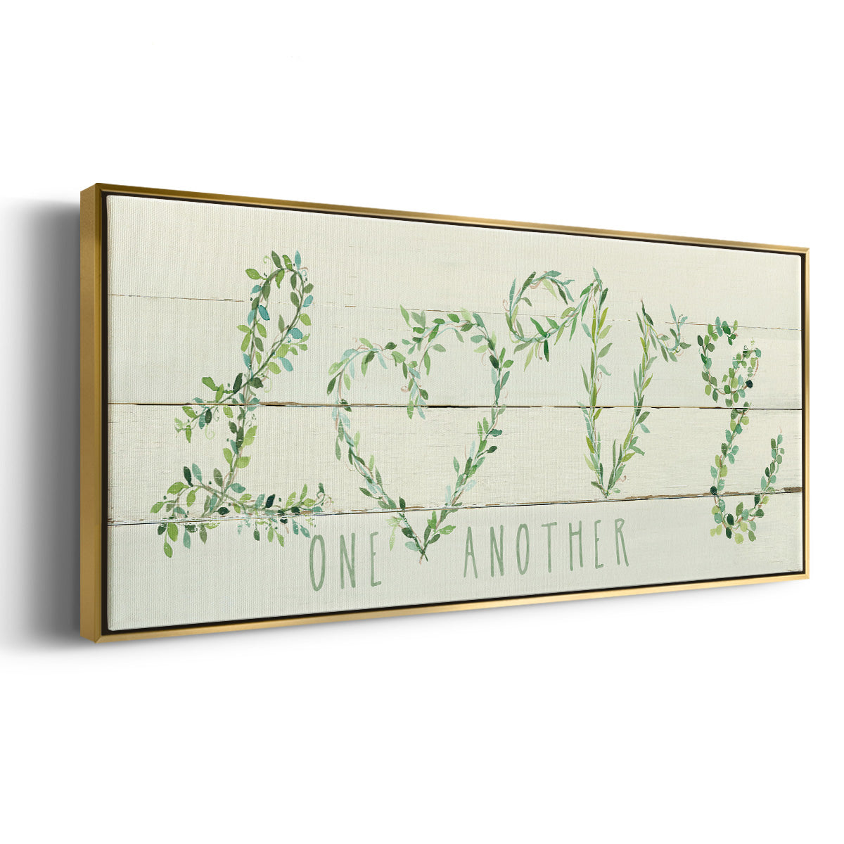 Shiplap Vines Love - Floater Framed Canvas Print