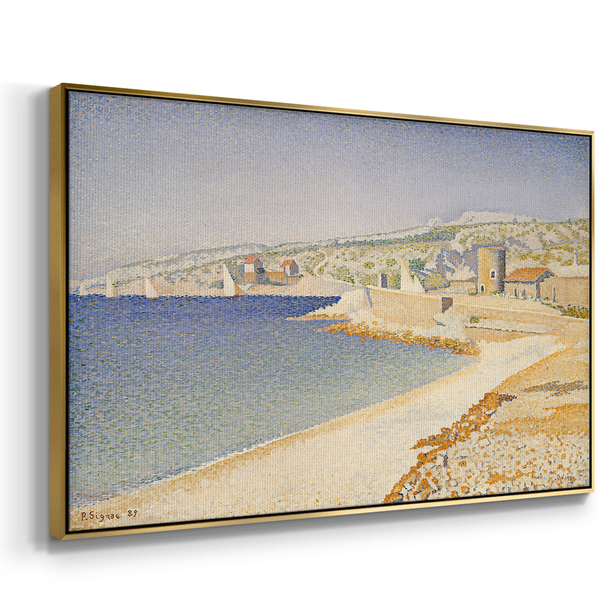 The Jetty at Cassis, Opus 198, 1889 - Floater Framed Canvas Print