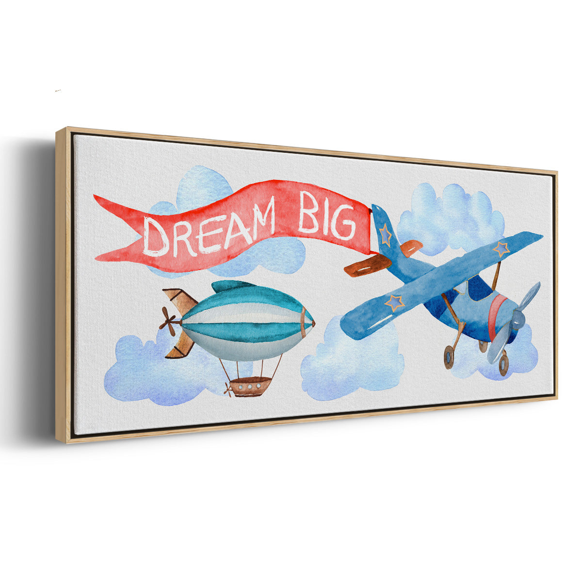 Dream Big Airplane - Floater Framed Canvas Print