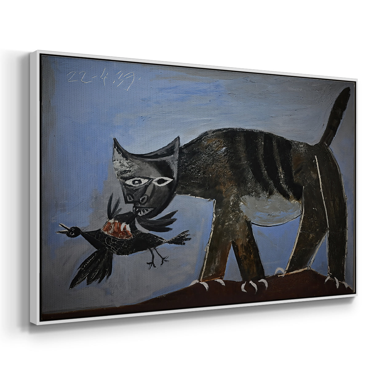 Cat Catching a Bird, 1939 - Floater Framed Canvas Print