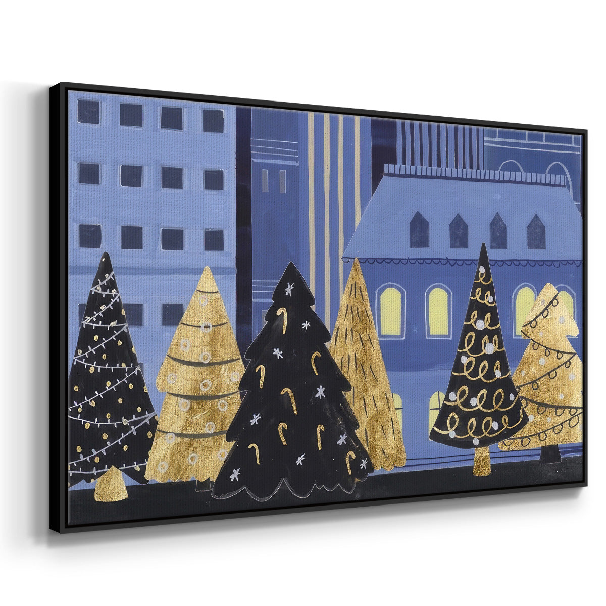 Holiday Night Collection A - Framed Gallery Wrapped Canvas in Floating Frame