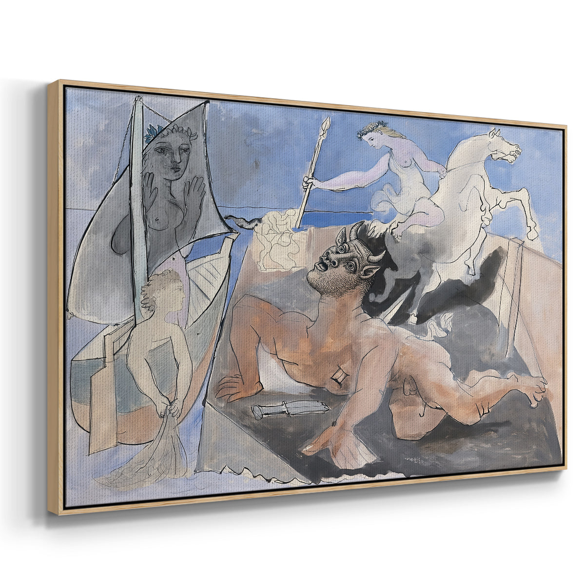 Composition with Minotaur, 1936 - Floater Framed Canvas Print