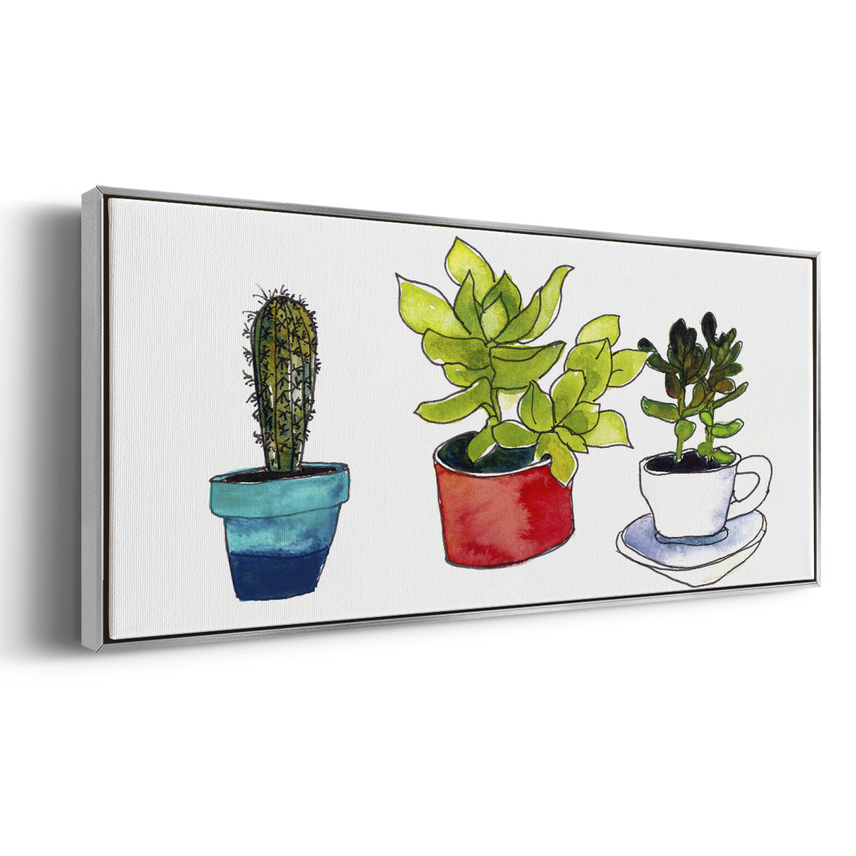 Vibing Succulents II - Floater Framed Canvas Print