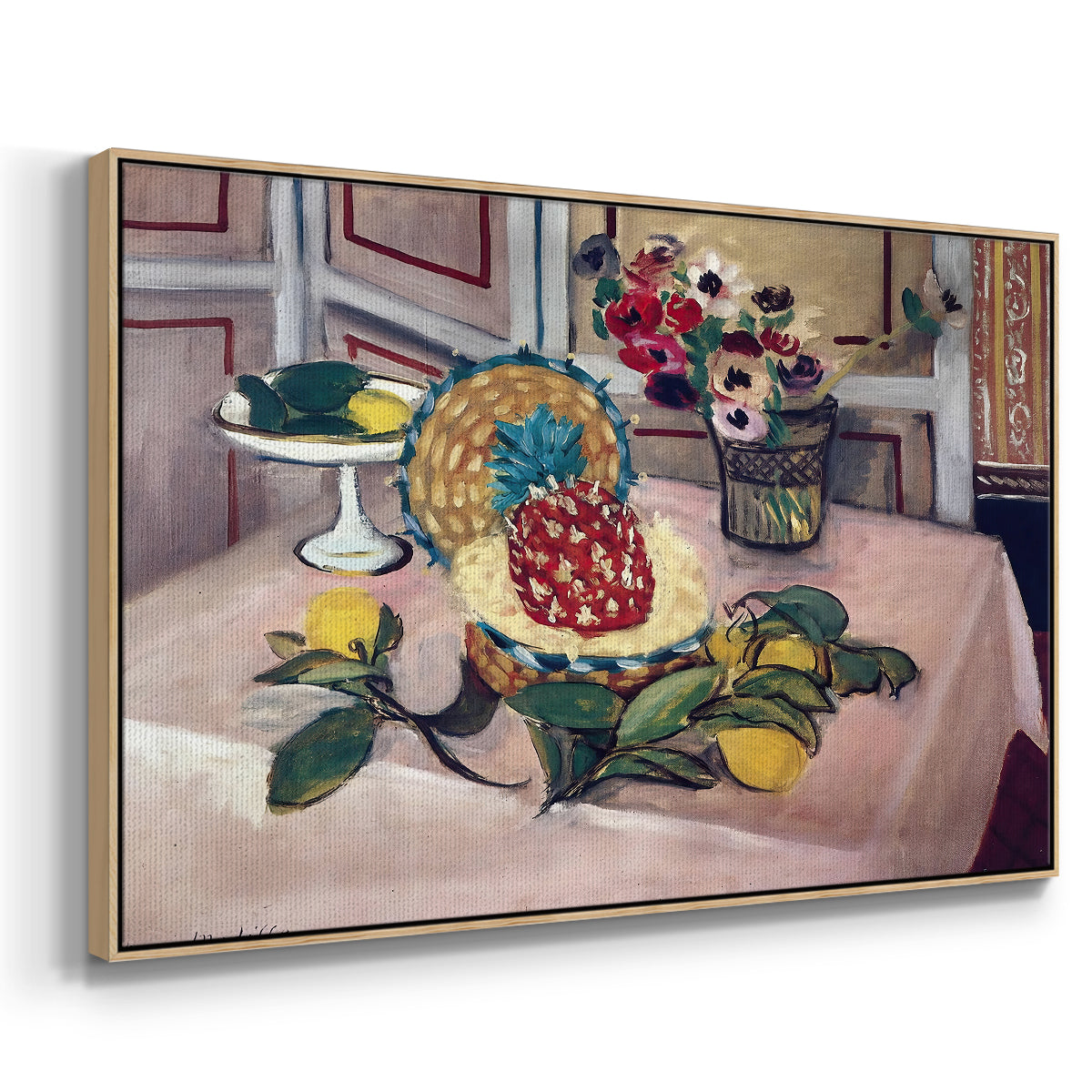 Still Life with Pineapple and Lemons, 1925 - Floater Framed Canvas Print