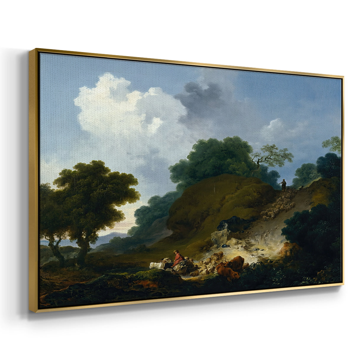 Landscape with Shepherds and Flock of Sheep, c. 1763-1765 - Floater Framed Canvas Print