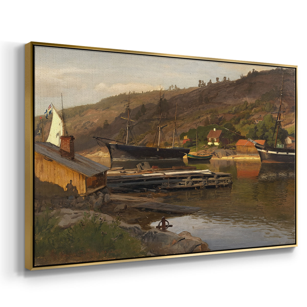 Landingsbrygge Husvik, Drøbak, 1875 - Floater Framed Canvas Print