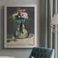 Moss Roses in a Vase - Ornate Framed Canvas Print
