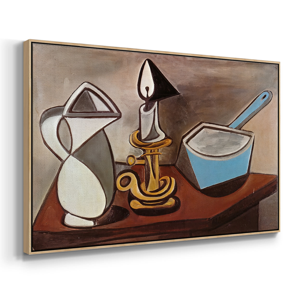 Jug, Candle, and Enamel Pan, 1950 - Floater Framed Canvas Print