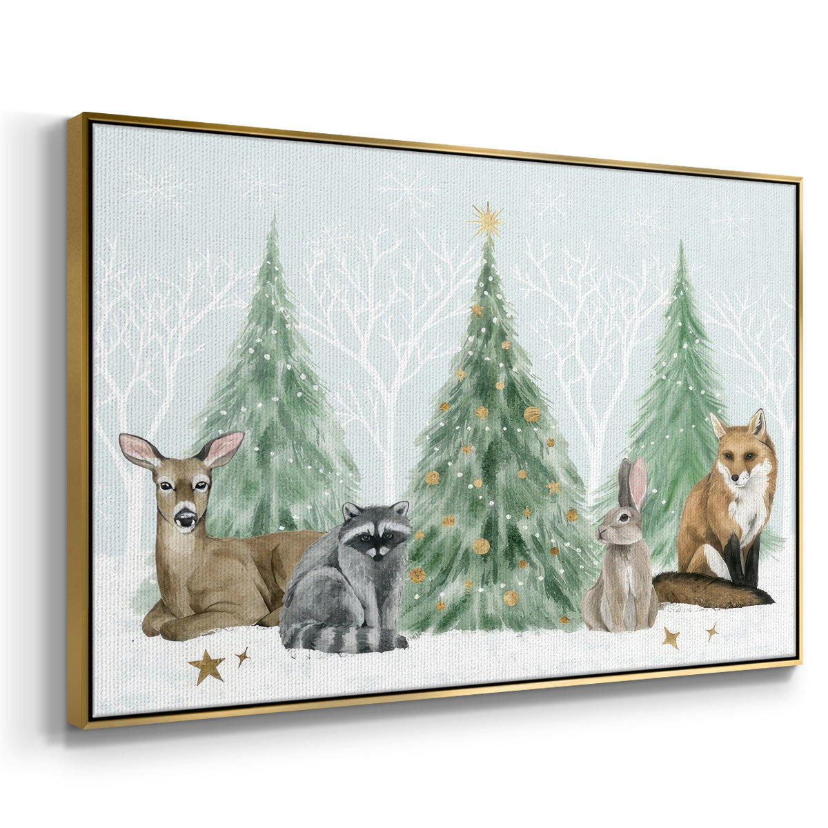 Christmas in the Forest Collection A - Framed Gallery Wrapped Canvas in Floating Frame