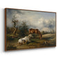 Two Horses on the Pasture, c. 1825 - Floater Framed Canvas Print