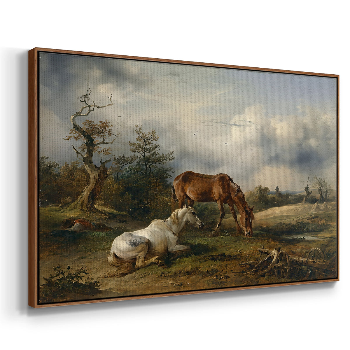 Two Horses on the Pasture, c. 1825 - Floater Framed Canvas Print