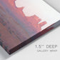Close-up view of wrapped canvas corner featuring red rock desert formations at dusk.