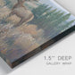Close-up view of wrapped canvas corner featuring western wildlife standing in grassland.