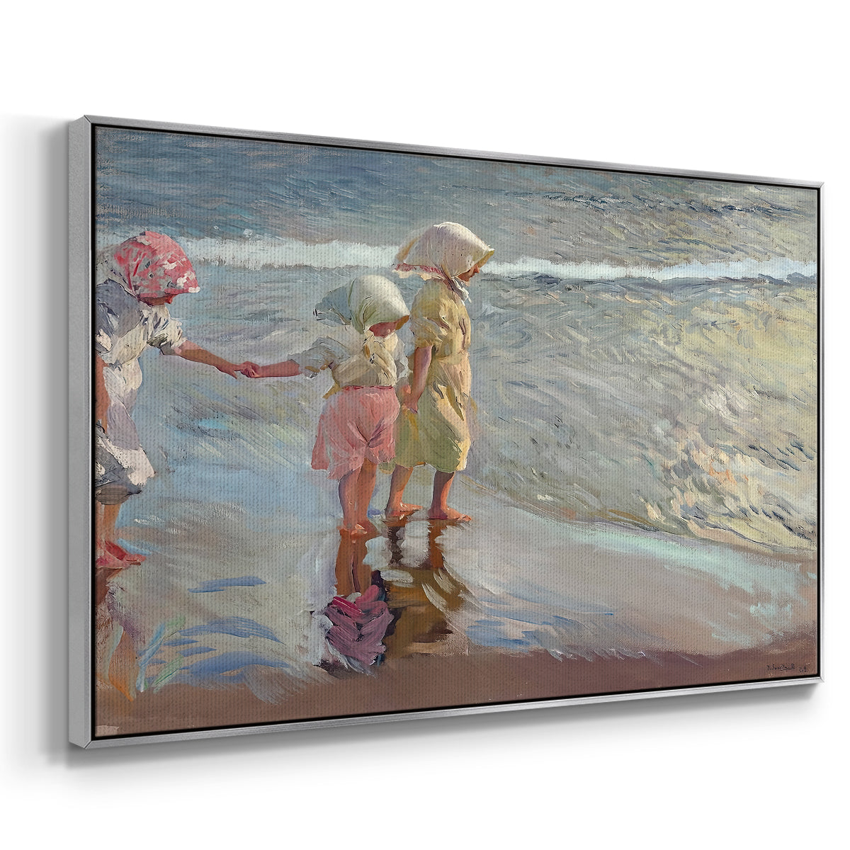 The Three Sisters on the Beach, 1908 - Floater Framed Canvas Print