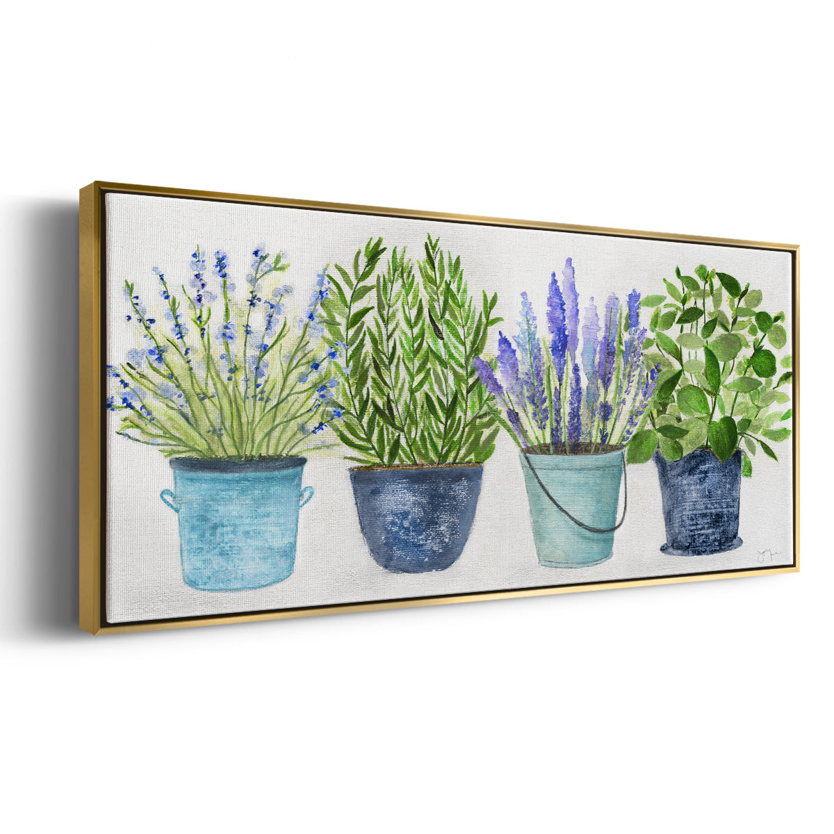 Fresh Herb Collection - Floater Framed Canvas Print