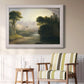 Romantic autumn landscape along the Hudson River by Thomas Doughty in an ornate weathered white frame displayed in a light-toned interior setting.