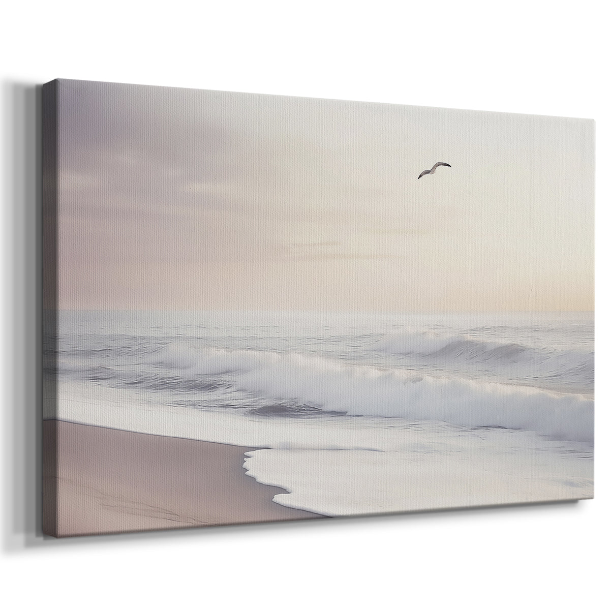 beach,ocean,sunrise,waves,bird,horizon,shore,tranquil,pastel,landscape,nature,water,sky,sand,calm,coast,seagull,surf,serenity,environment,outdoors,beauty,reflection,light,atmosphere,travel,scenic,peaceful,migration,marine,background,coastline,summer,vacation,relaxation,meditation,wildlife,adventure,exploration,natural beauty