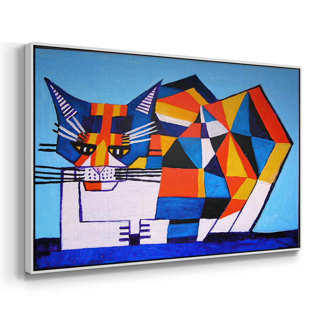 Cassie Thinking about Cubism - Floater Framed Canvas Print