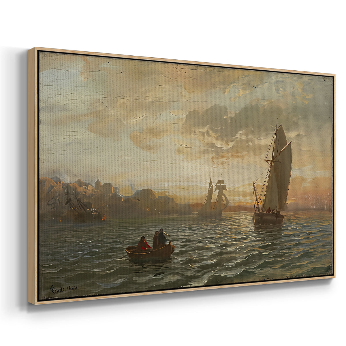 View from the Oslofjord, 1866 - Floater Framed Canvas Print