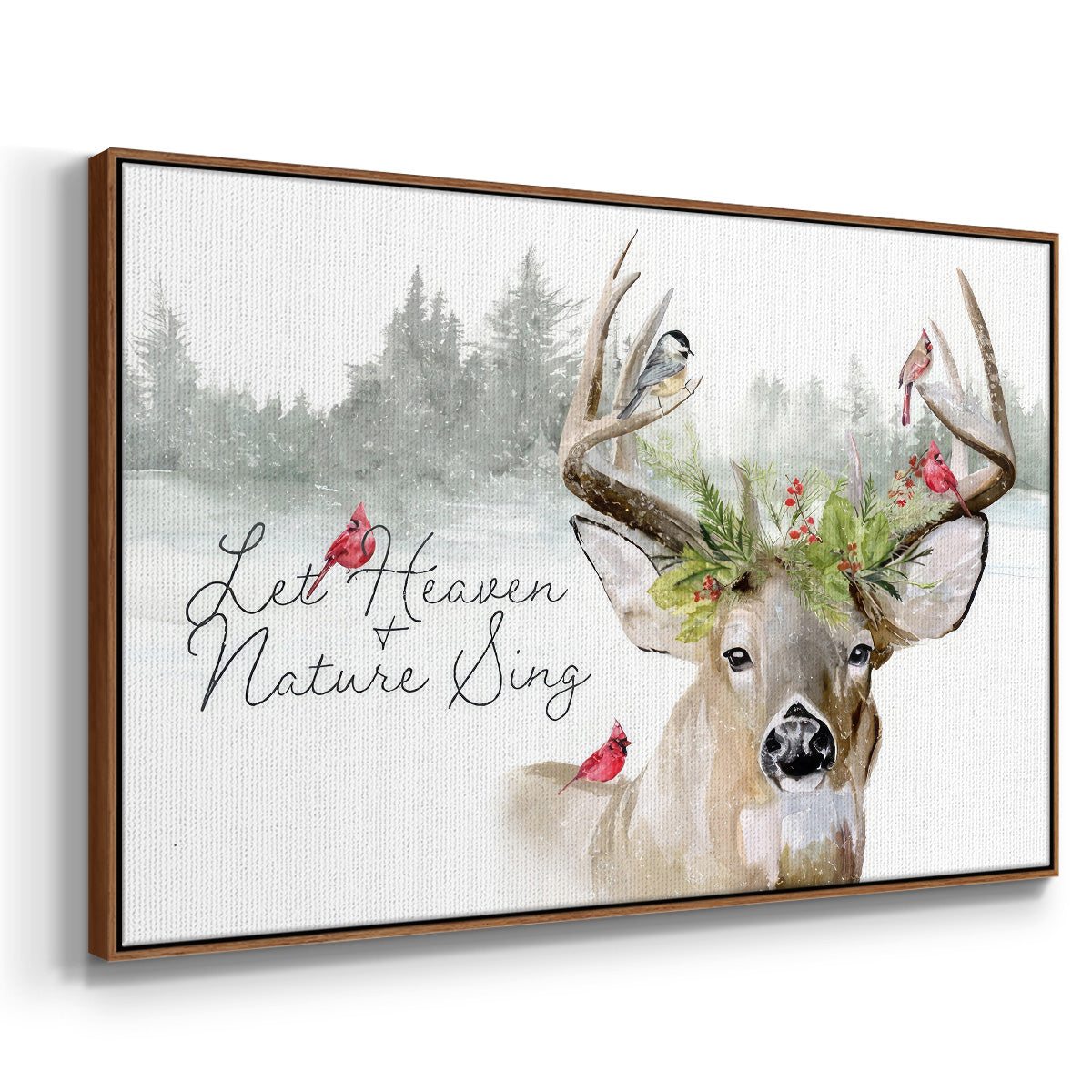 Holiday Deer Collection A - Floater Framed Canvas Print