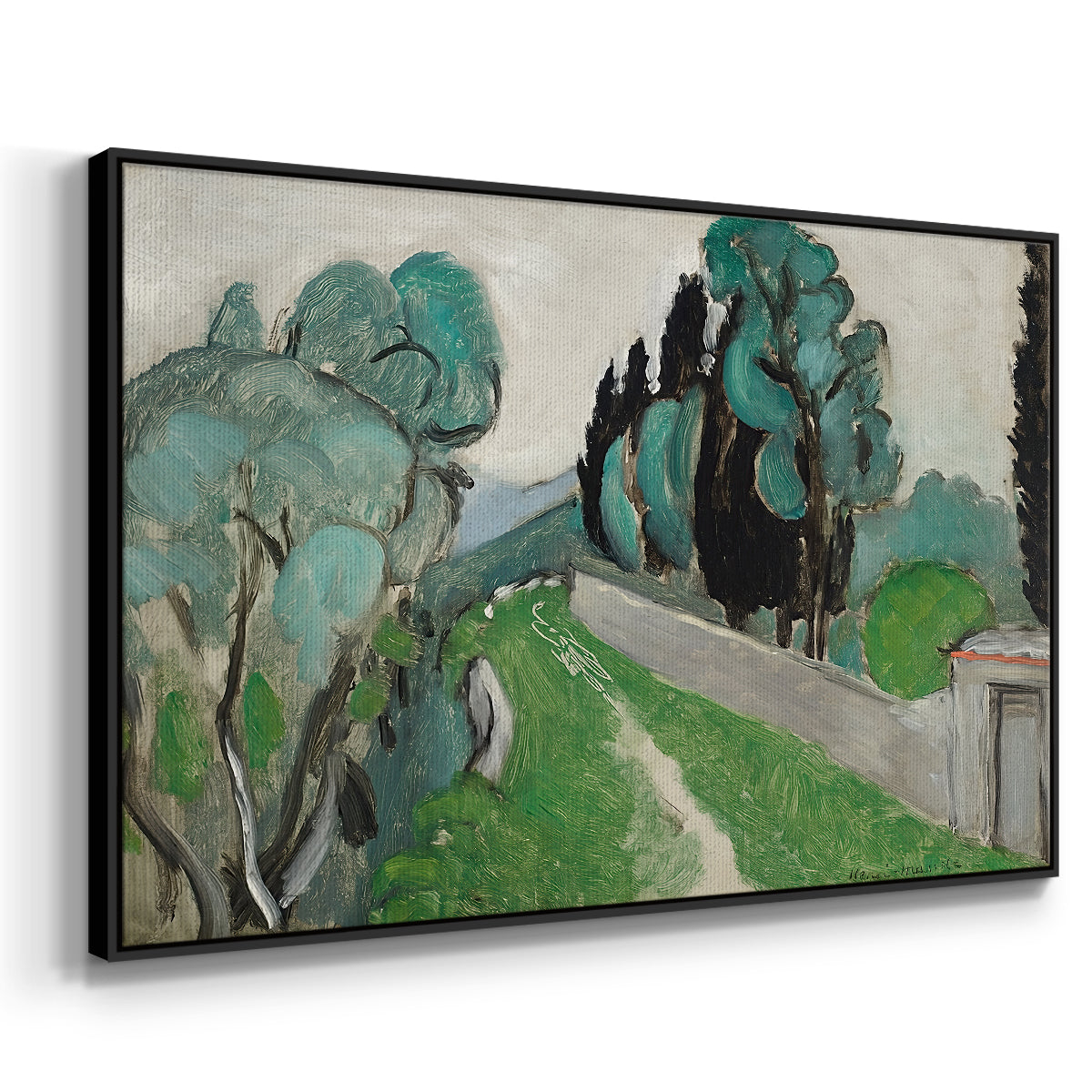 Landscape with Cypresses and Olive Trees near Nice, c. 1918 - Floater Framed Canvas Print