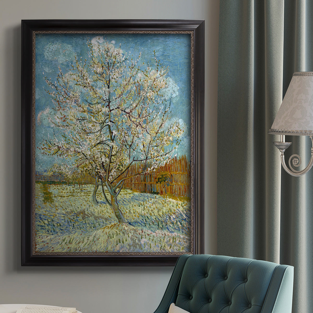  The Pink Peach Tree - Ornate Framed Canvas Print
