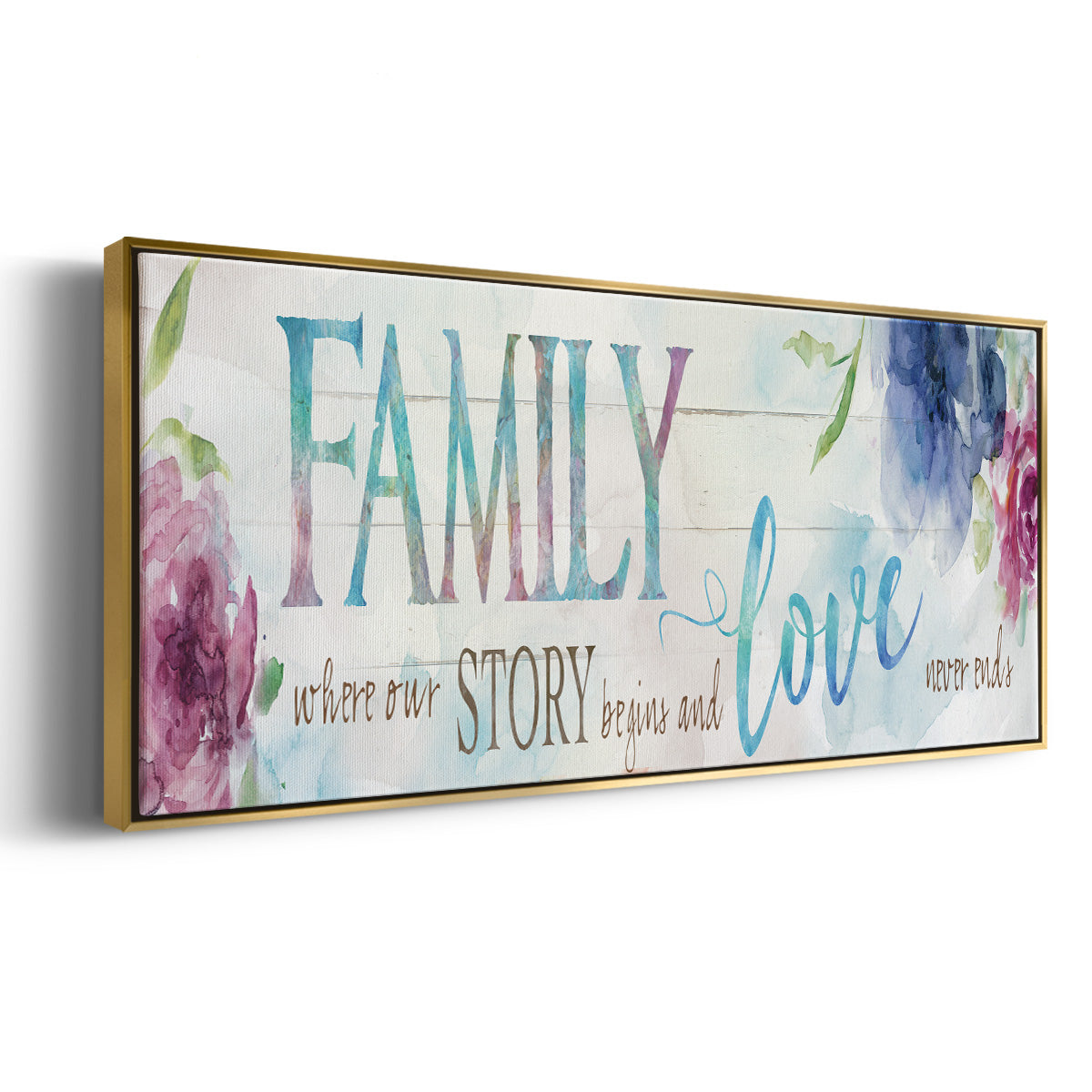 Family Love Story - Floater Framed Canvas Print
