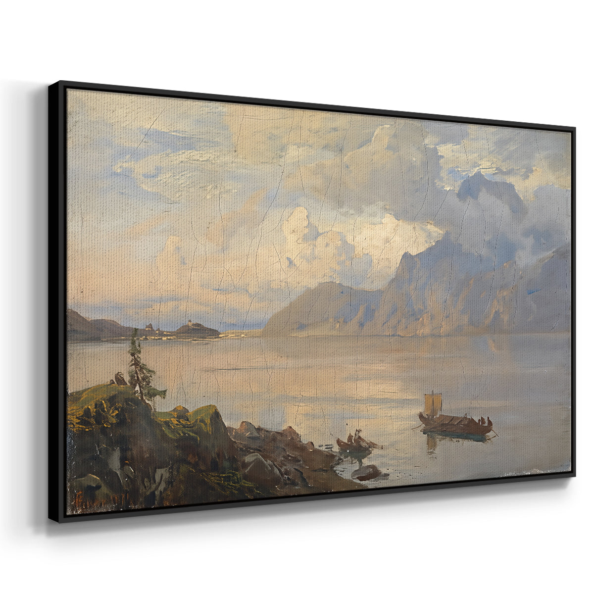 Traunsee, 1871 - Floater Framed Canvas Print