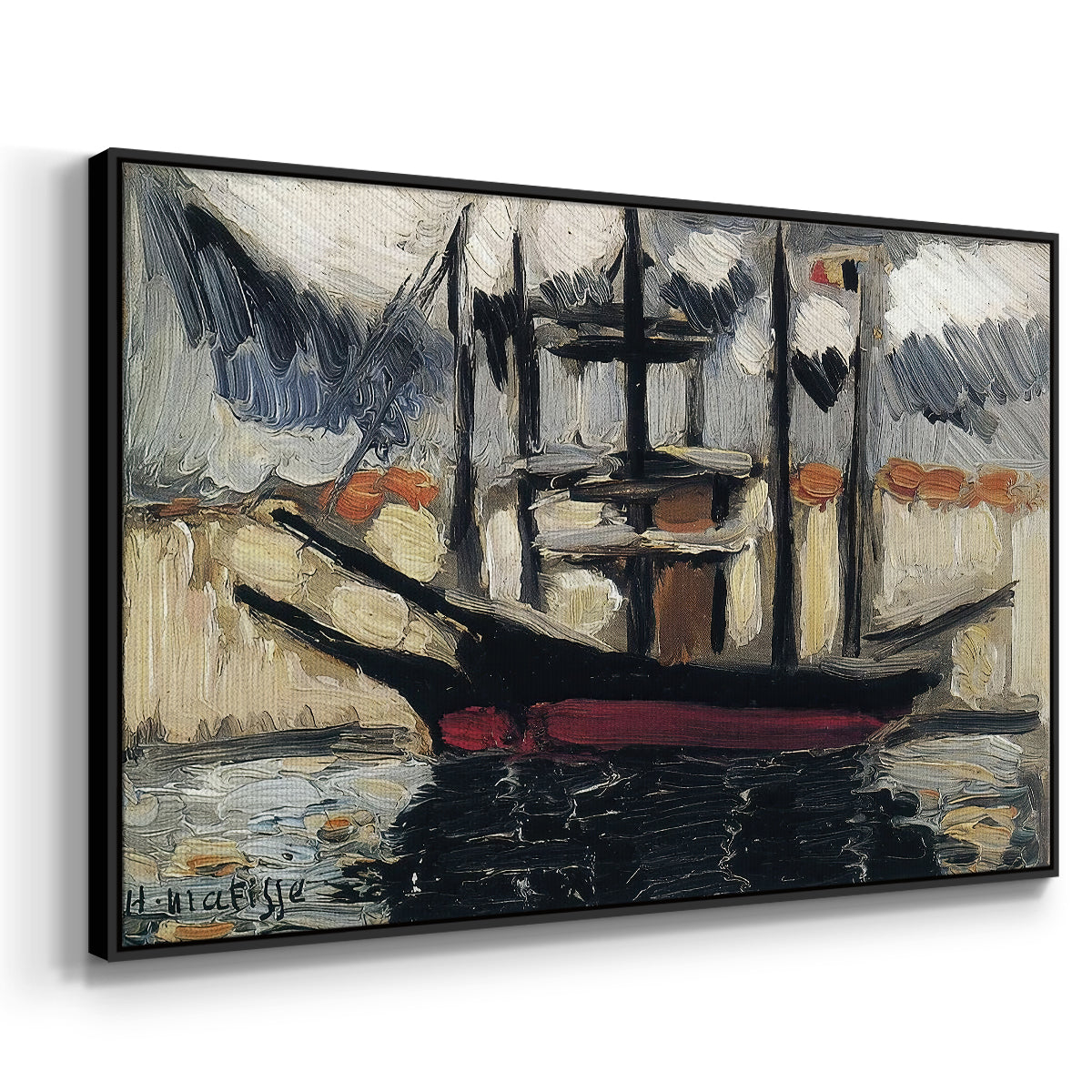 Two Boats Side by Side, Port of Marseilles, c. 1916 - Floater Framed Canvas Print