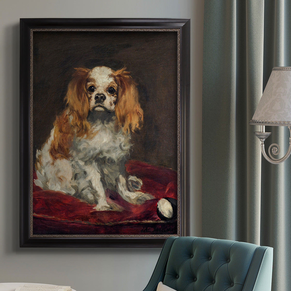 A King Charles Spaniel - Ornate Framed Canvas Print