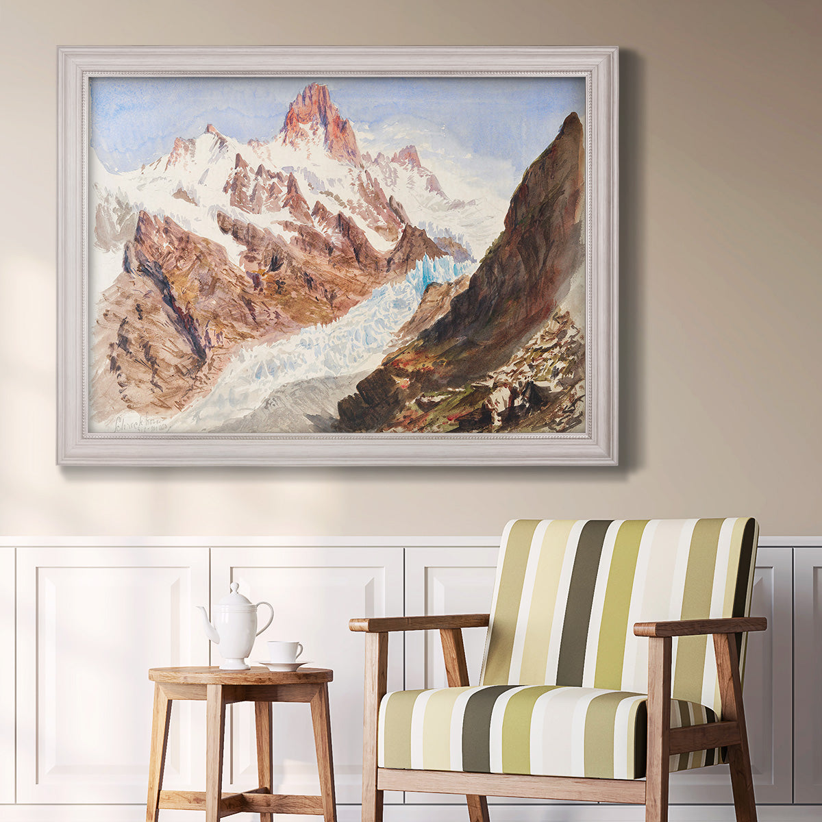 Schreckhorn, Eismeer - Ornate Framed Canvas Print