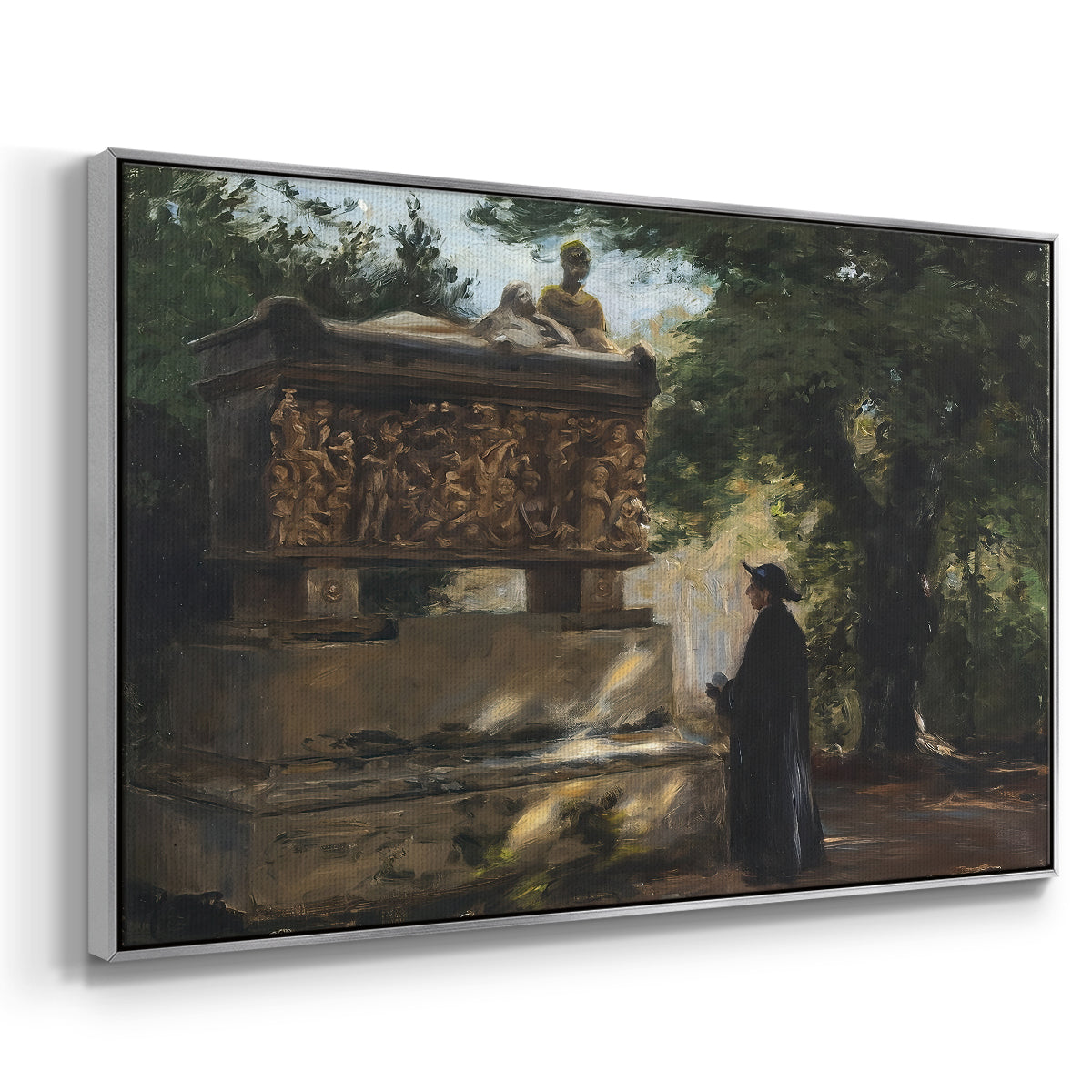 A Catholic Priest in Front of a Sarcophagus, c. 1857 - Floater Framed Canvas Print