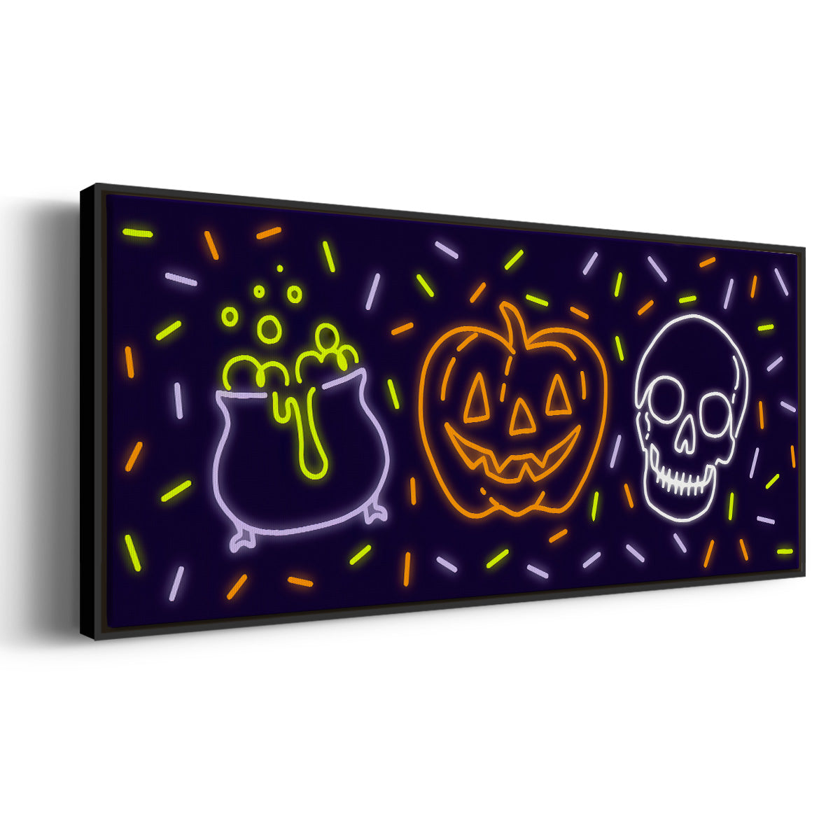 Neon Halloween Collection D - Floater Framed Canvas Print