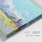 Close-up view of wrapped canvas corner featuring open landscape suggesting distant journey.
