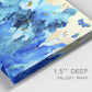 Close-up view of wrapped canvas corner featuring abstract coastal beach color fields.