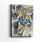 Side view of a canvas art print of a modern composition with layered movement and texture, showing gallery-wrapped depth.