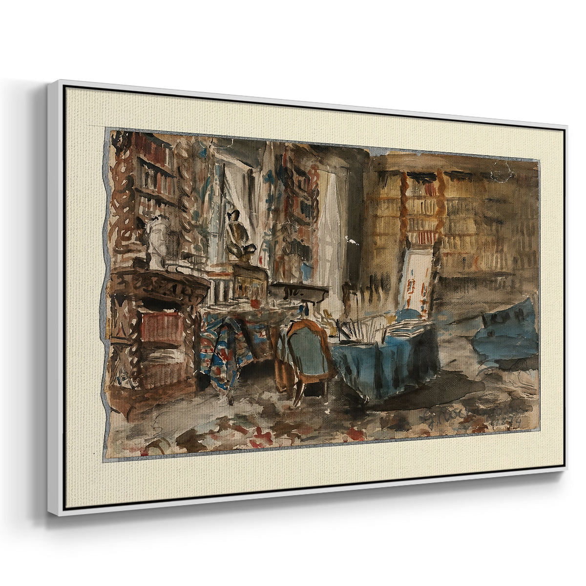 Cabinet de Flaubert à Croisset, 1874 - Floater Framed Canvas Print