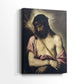 Side view of a canvas art print of a refined composition with subtle shading and calm expression, showing gallery-wrapped depth.