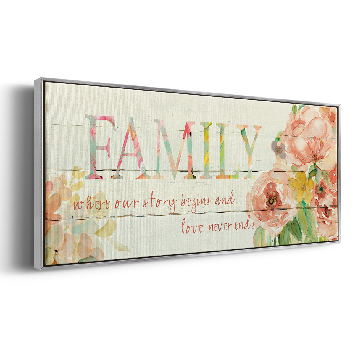 Family Where Our Story Begins - Floater Framed Canvas Print