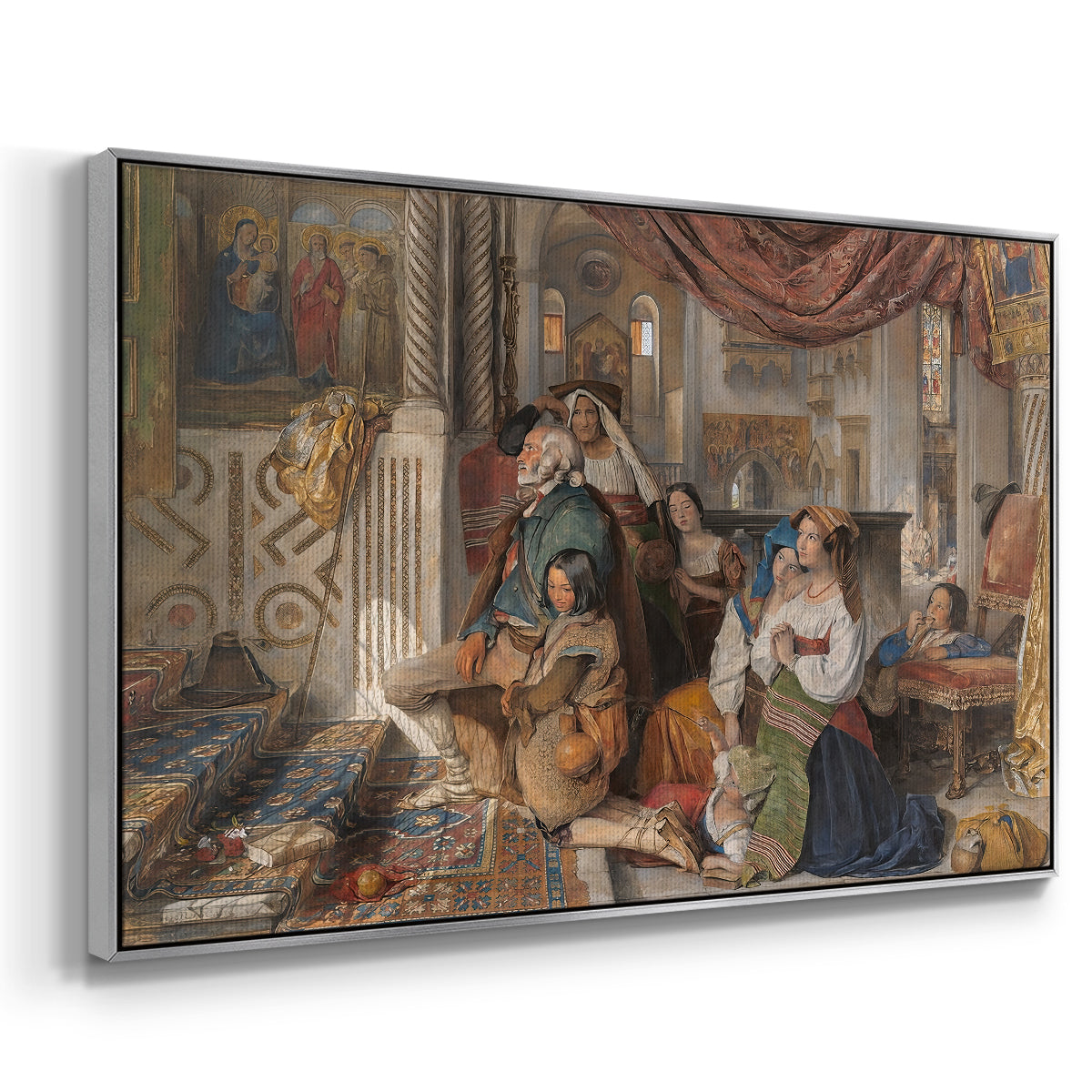 Roman Pilgrims, 1854 - Floater Framed Canvas Print