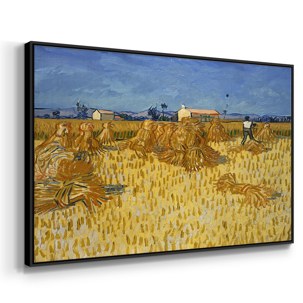 Wheat Field with Sheaves (Harvest in Provence), 1888 - Floater Framed Canvas Print