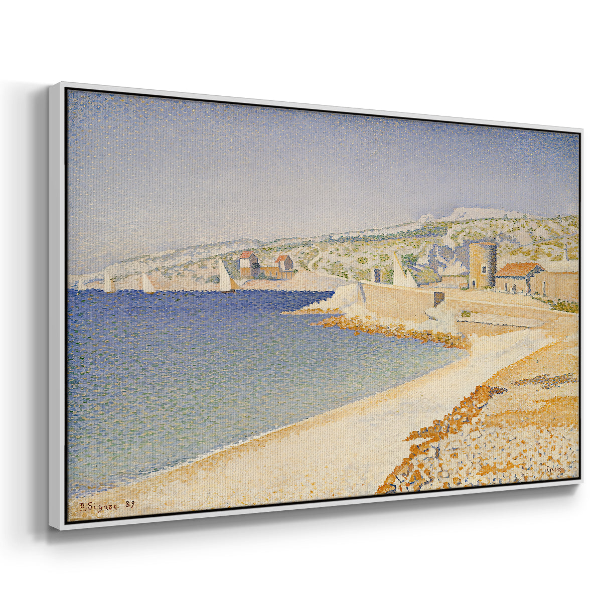 The Jetty at Cassis, Opus 198, 1889 - Floater Framed Canvas Print