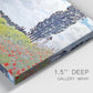 Close-up view of wrapped canvas corner featuring open poppy field in countryside.