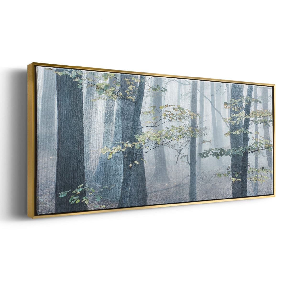 Chalky Misty Autumn Forest View - Floater Framed Canvas Print