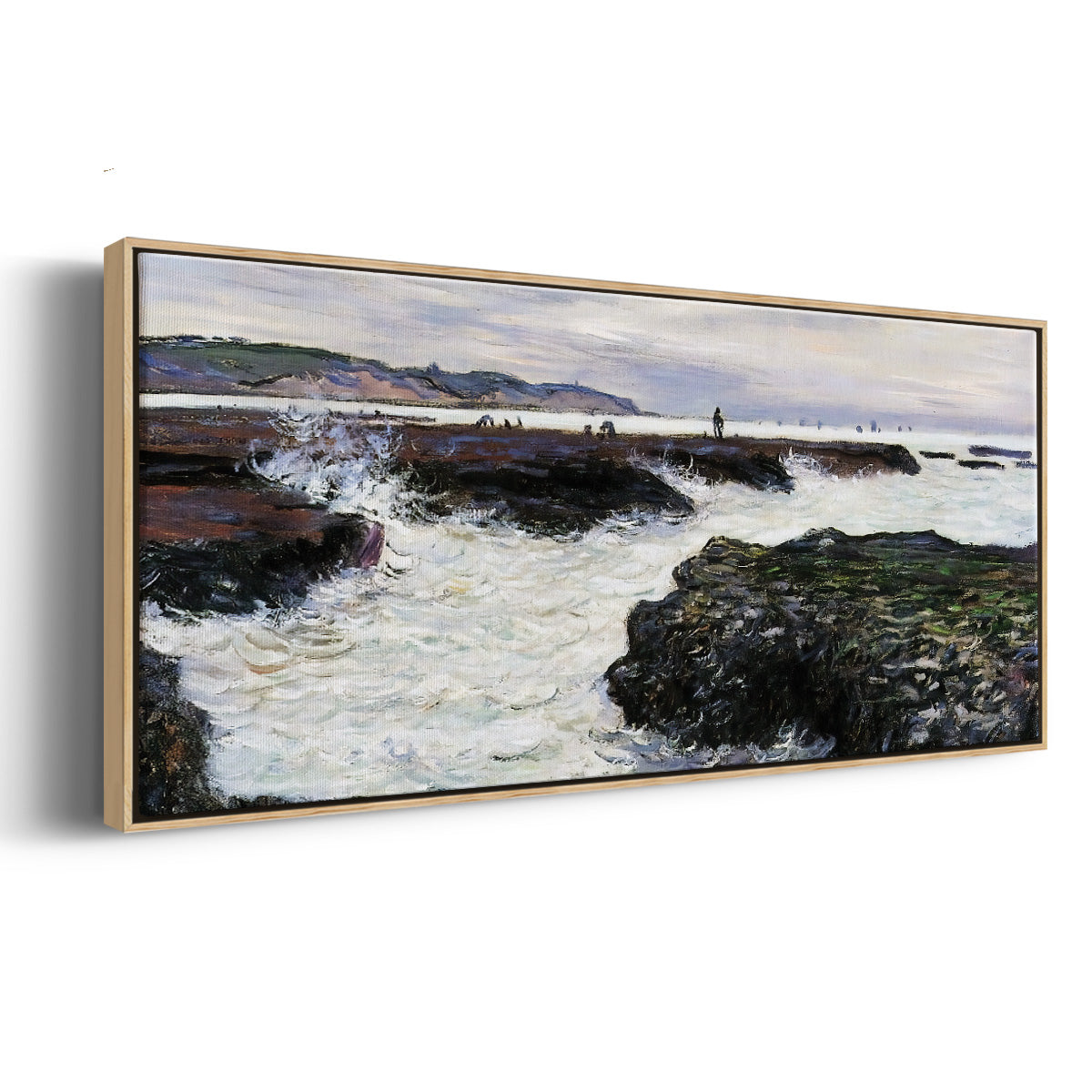 The Rocks at Pourville, Low Tide, 1882 - Floater Framed Canvas Print