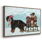 Christmas Mutt Sled - Floater Framed Canvas Print