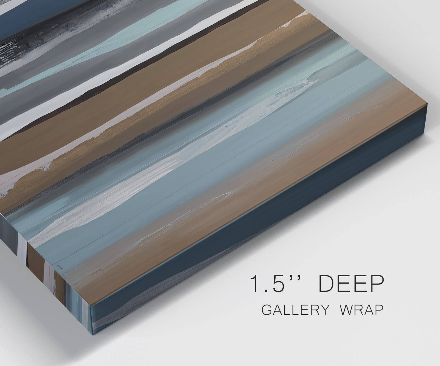 Close-up view of wrapped canvas corner featuring layered abstract amusement park tones.