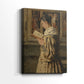 Side view of a canvas art print of a calm domestic scene with warm tones and subtle detail, showing gallery-wrapped depth.