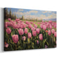 tulips,flowers,field,spring,nature,pink,blooming,landscape,sunshine,trees,mountains,vibrant,garden,outdoors,beauty,scenery,seasonal,peaceful,horticulture,petals,flora,growth,agricultural,scenic,park,colorful,natural,fresh,bright,rural,idyllic,tranquility,sky,green,relaxation,view,hills,open space,appreciation
